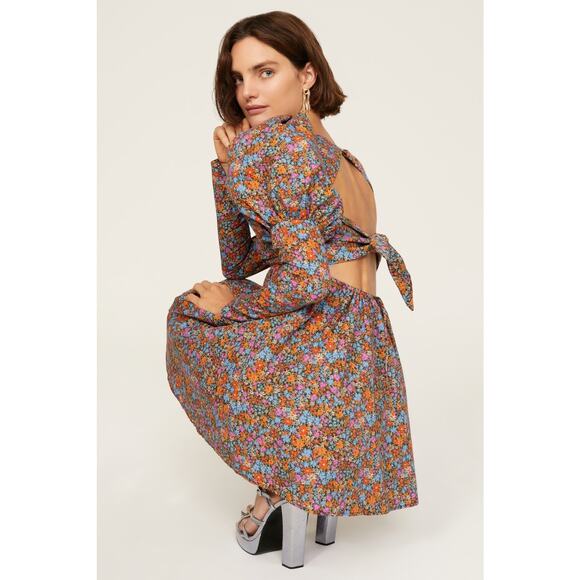 FOR LOVE AND LEMONS Multicolored Floral 100%Cotton Empire Brittany Mini Dress XS - Picture 4 of 16